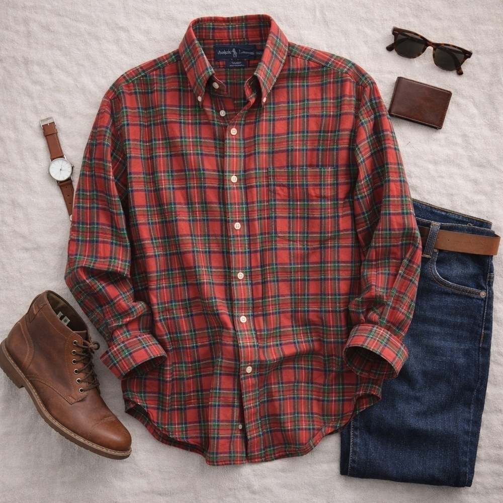Ralph Lauren Blake Christmas Plaid Long Sleeve Button Up Shirt. Mens Size XXL